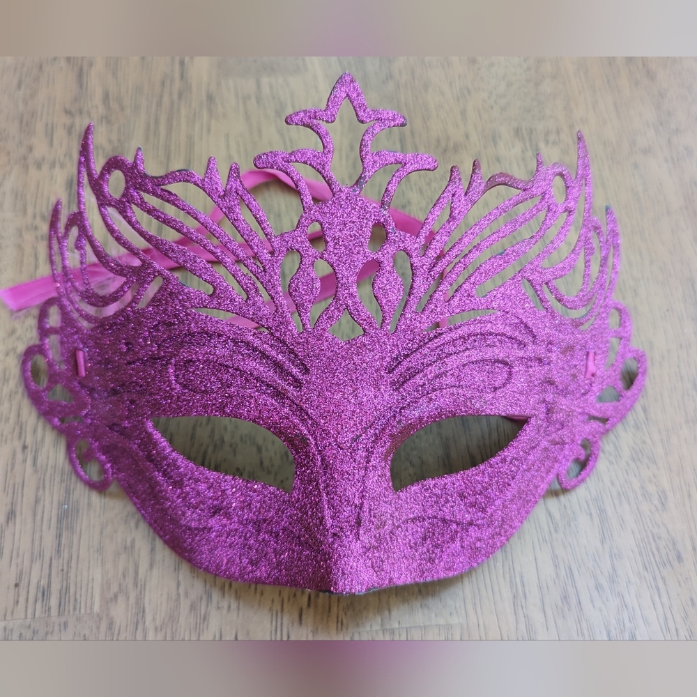 Pink Glitter Masquerade Mask